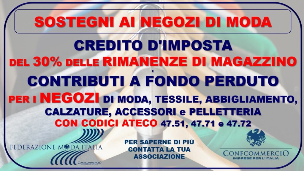 Decreto Sostegni ter: In Gazzetta Ufficiale le misure a sostegno dei NEGOZI DI MODA