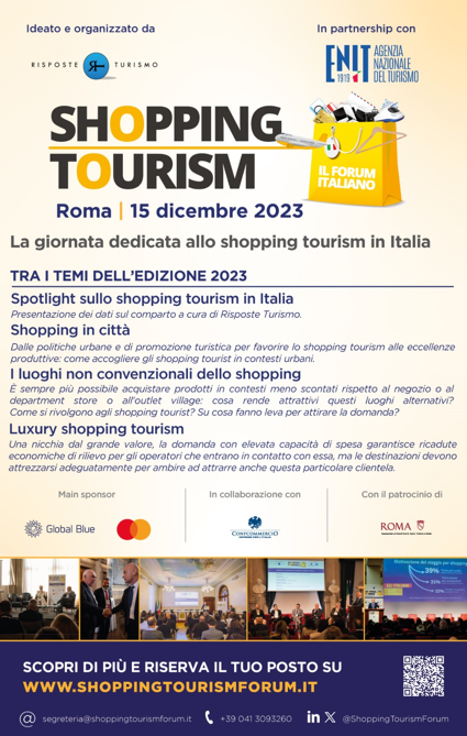 SHOPPING TOURISM: A Roma il 15 dicembre il forum italiano